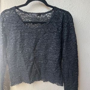 Lace Crop Top in Black w/ Long Sleeves